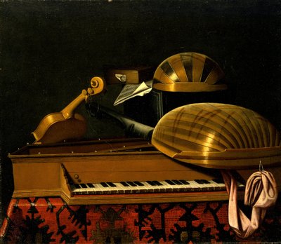 Still Life with Musical Instruments and Books by Bartholomeo Bettera